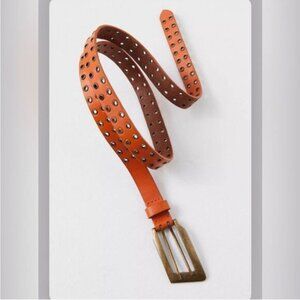 NWOT Free People Rush Hour Grommet Leather Belt in Caution Orange size M/L